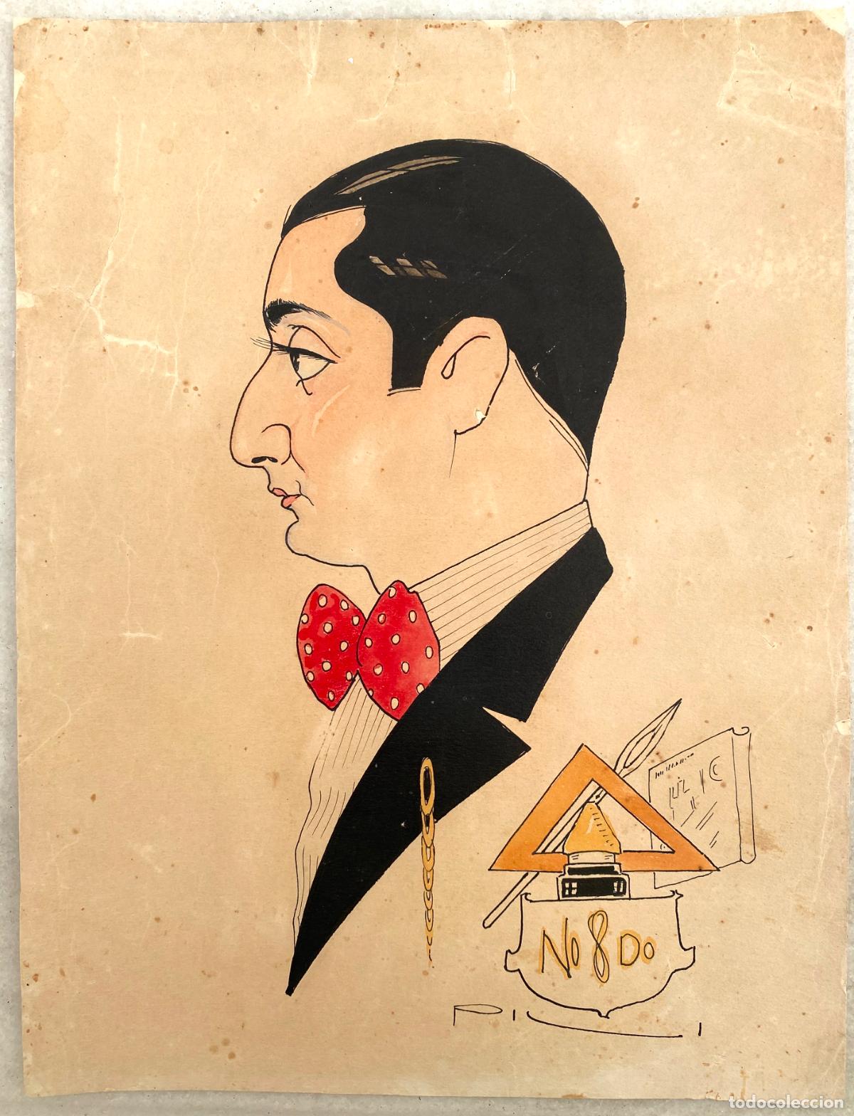 Arte: PILI. Caricatura de un arquitecto o delineante municipal. Sevilla. [1930 c.].