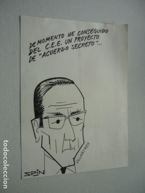 Art: ULLASTRES CALVO MINISTRO CARICATURA DIBUJO ORIGINAL 22 X 16 CM