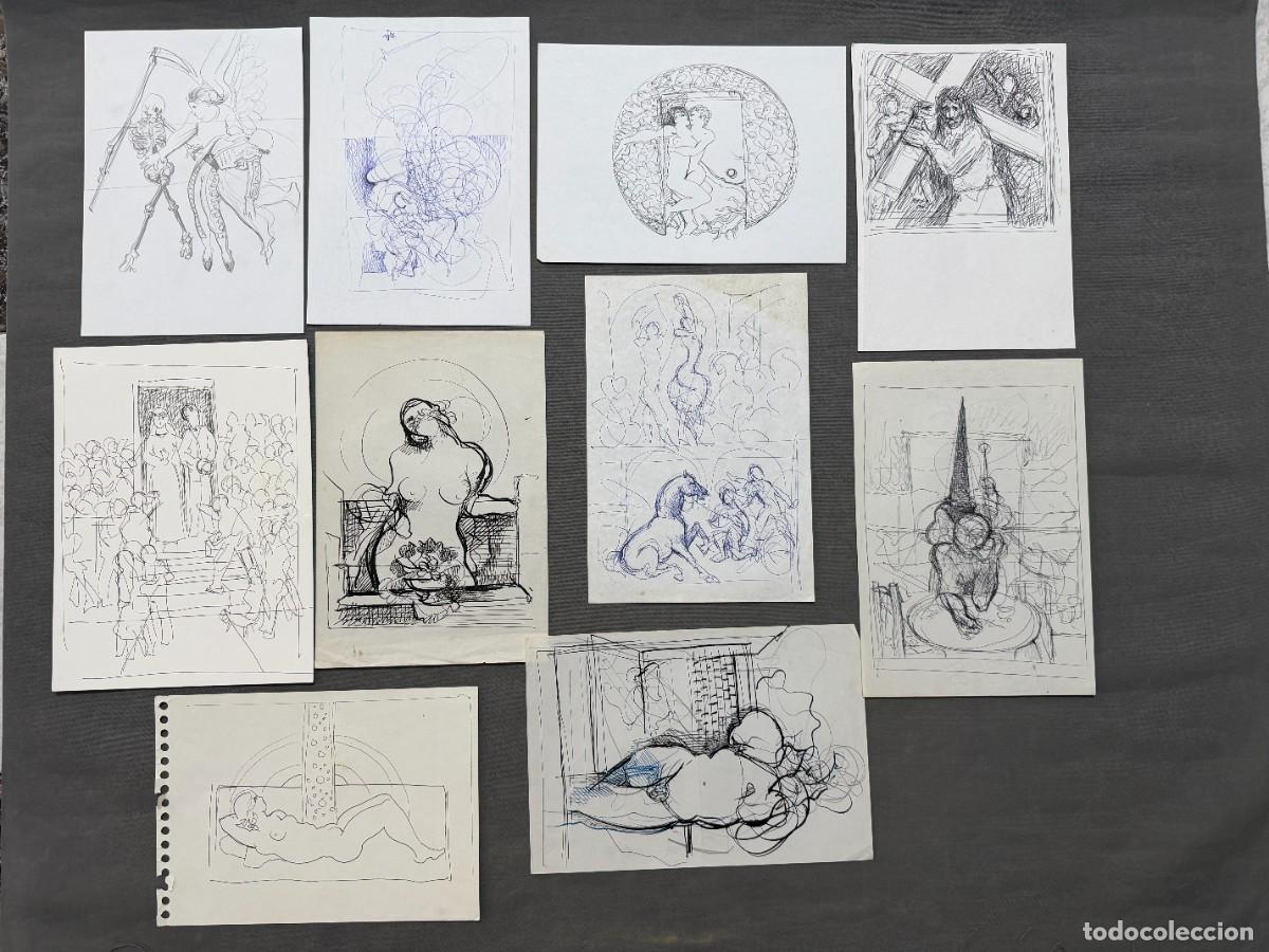 Arte: Paco hern&aacute;ndez , Francisco Hern&aacute;ndez , lote de 10 dibujos originales variados , M&aacute;laga , V&eacute;lez M&aacute;lag