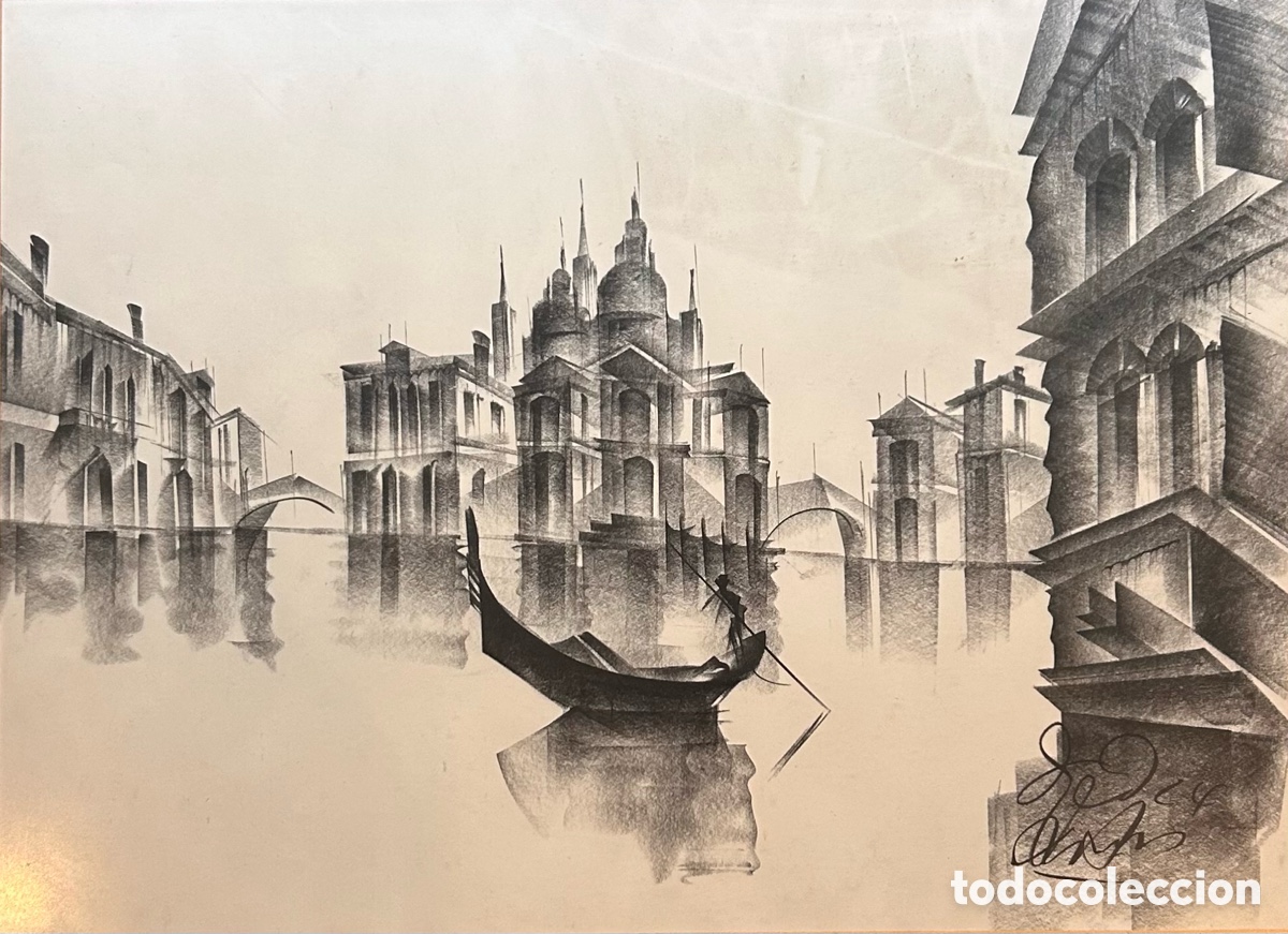 Art: Vista de Venecia &ndash; Carboncillo sobre papel &ndash; Segunda mitad del siglo XX