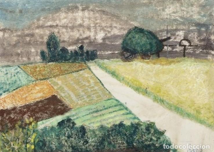 Art: MAR&Iacute;A ANTONIA DANS Paisaje con campos de cultivo T&eacute;cnica mixta. Enmarcado