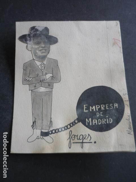 Kunst: FORGES CARTICATURA TORERO EL CORDOBES DIBUJO ORIGINAL 1964 14 X 17 CM