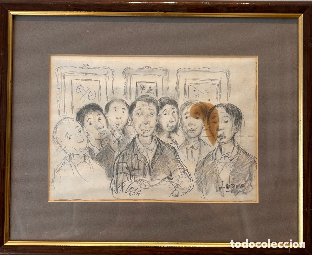 Arte: Luque &ndash; &ldquo;Cr&iacute;ticos de arte mirando una exposici&oacute;n de pintura abstracta&rdquo; &ndash; Dibujo original