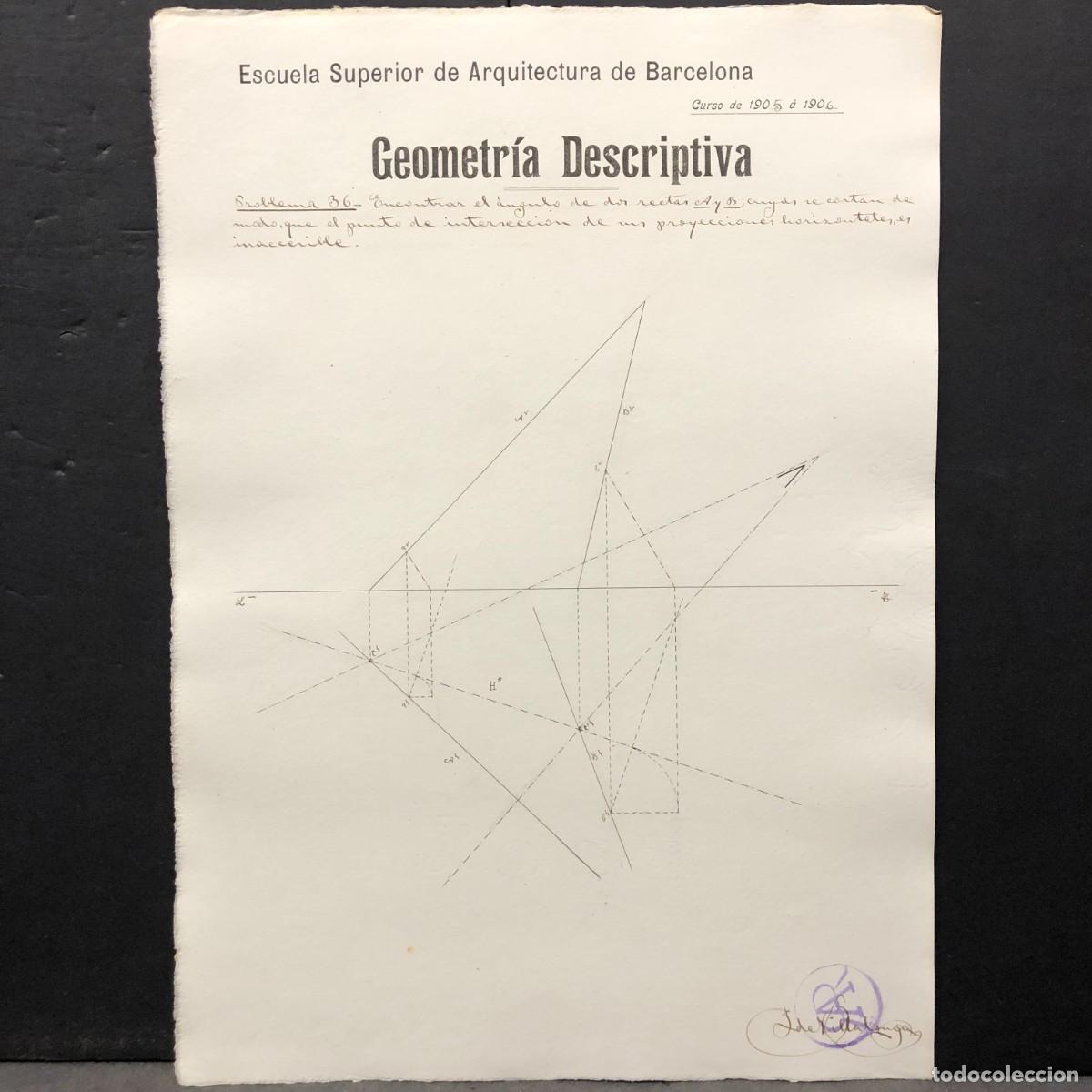 Arte: PROBLEMA - ESCUELA ARQUITECTURA DE BARCELONA - ANTONI ROVIRA I RABASSA - 1905 - 38 X 27 CM / 62