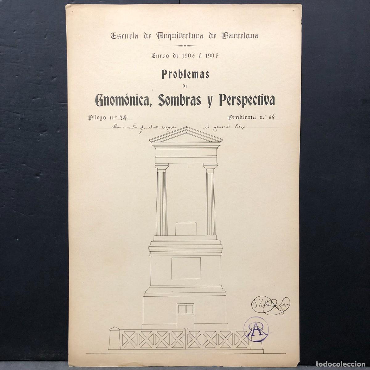 Kunst: PROBLEMA - ESCUELA ARQUITECTURA DE BARCELONA - ANTONI ROVIRA I RABASSA - 1906 - 42 X 27 CM / 127