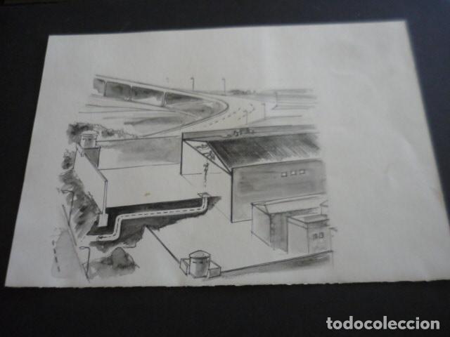 Kunst: BASAURI VIZCAYA RECREACION FUGA DE UN PENAL DIBUJO ORIGINAL 29 X 21 CM