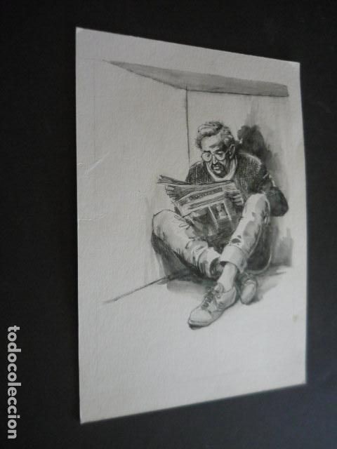Arte: LUIS SU&Ntilde;ER SANCHIS SECUESTRO ALCIRA VALENCIA DIBUJO ORIGINAL 17 X 25 CM