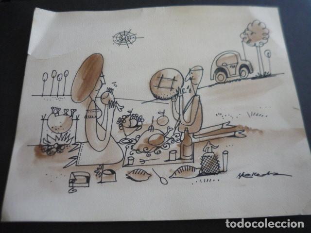 Art: TIRA COMICA DEL ILUSTRADOR PEPE MOLLEDA DIBUJO ORIGINAL 25 X 30 CM