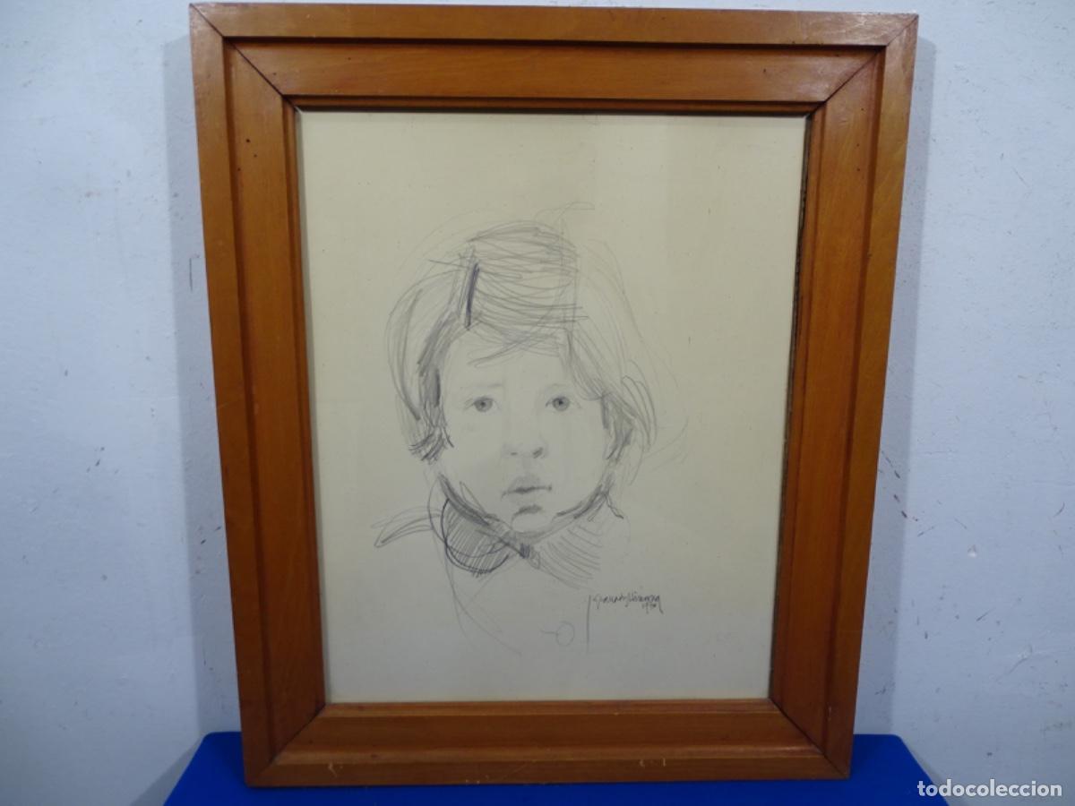 Art: DIBUJO CARBONCILLO GRANADOS LLIMONA. RETRATO NI&Ntilde;O 1970. TRAZO SEGURO.