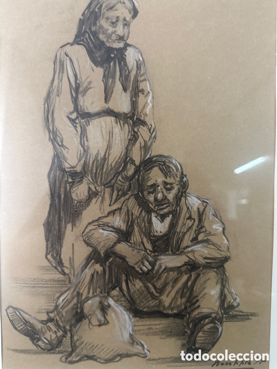 Arte: Dibujo al carb&oacute;n. Miquel Bosch Pla. (Olot, 1918-1993)