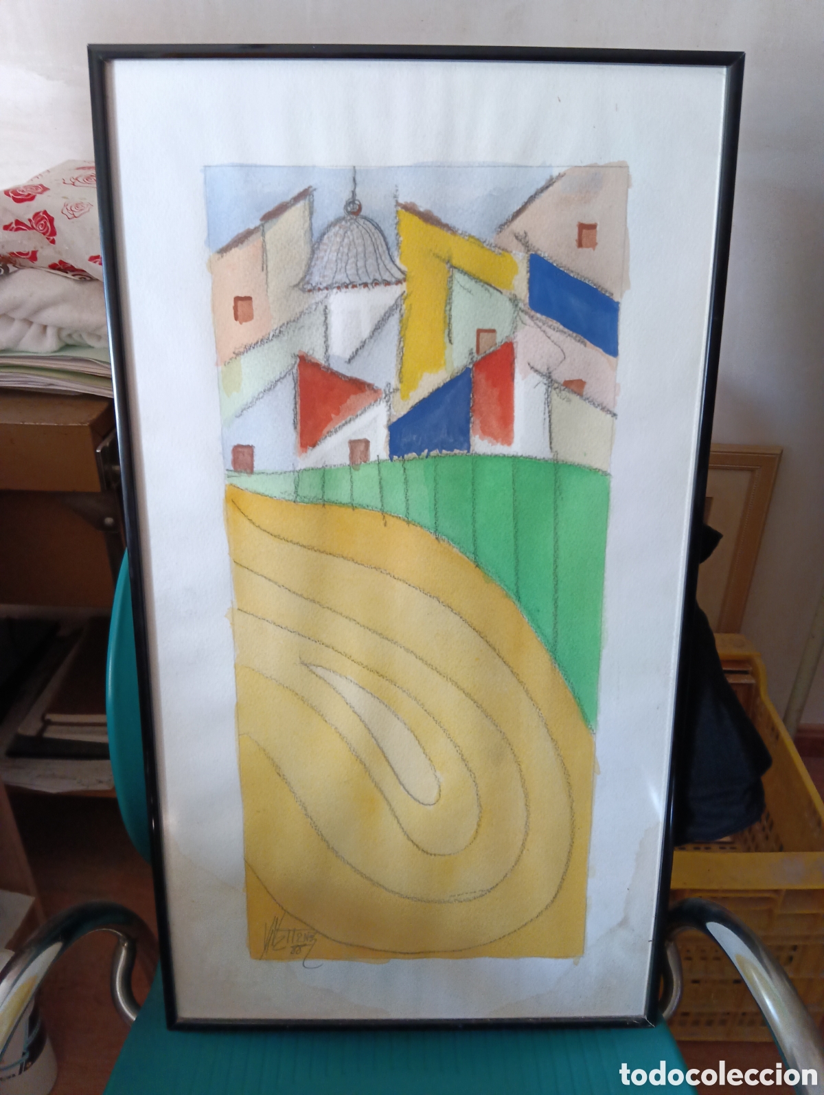 Arte: Cuadro dibujo pintado y firmado. Medidas 71x39