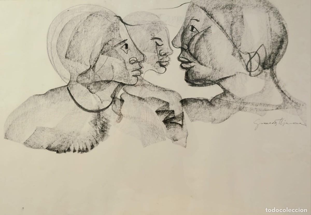 Arte: Joan Granados Llimona (1931-2005). Personajes. Cera sobre papel.