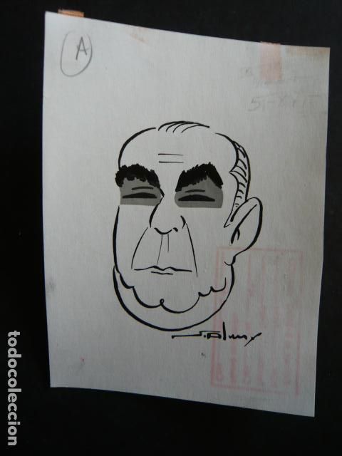 Arte: LUIS CARRERO BLANCO ALMIRANTE ARMADA DIBUJO POR ALMARZA 12 X 16 CM
