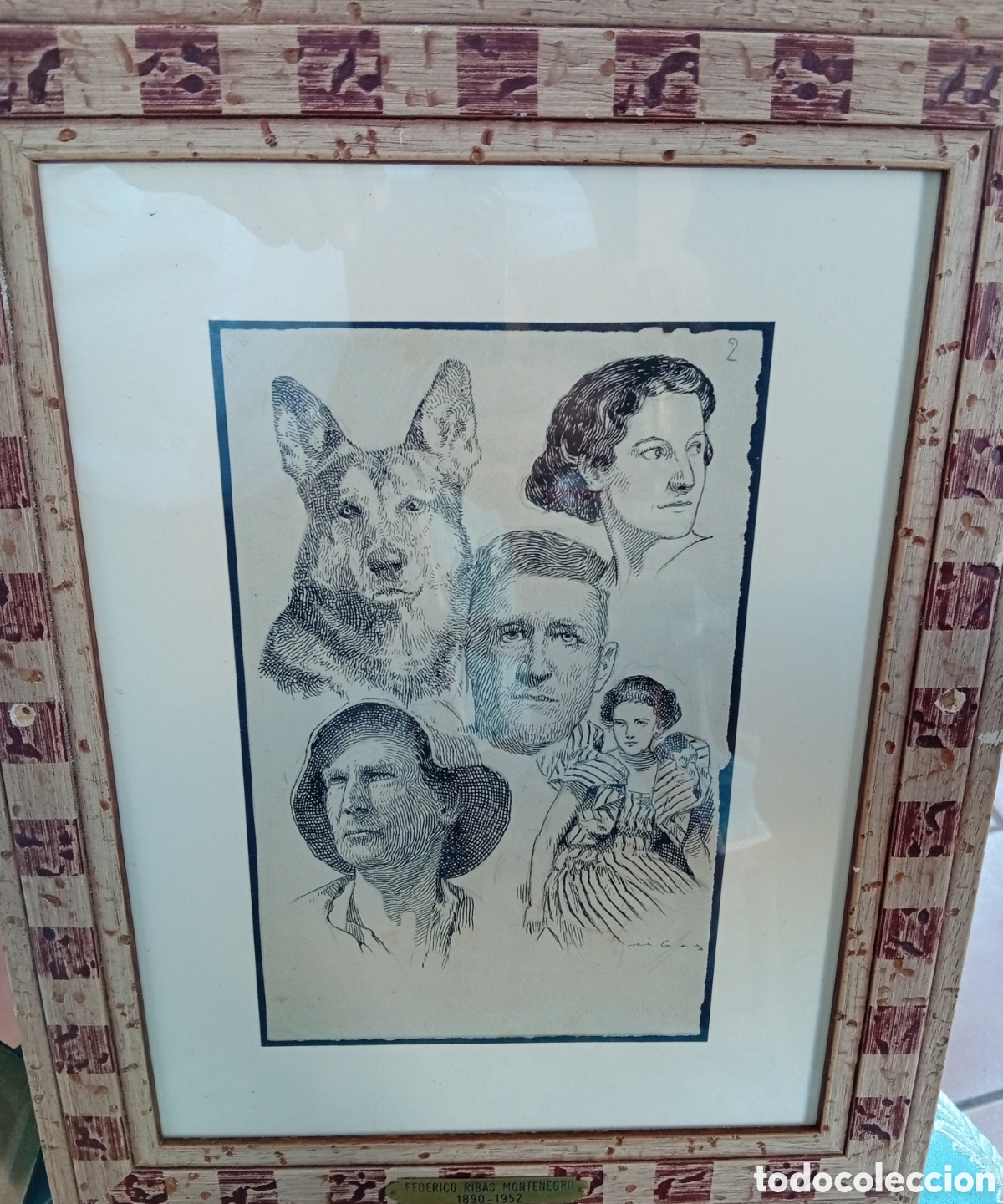 Arte: Pintura gallega t&eacute;cnica mixta dibujo Ribas Montenegro ( Vigo,)