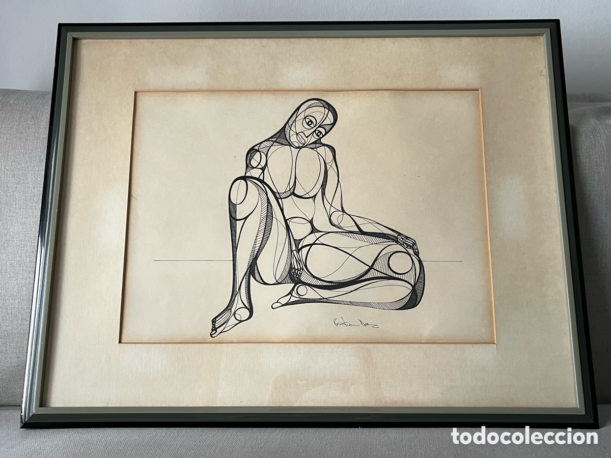 Arte: Cuadro Antiguo - Dibujo geom&eacute;trico firmado