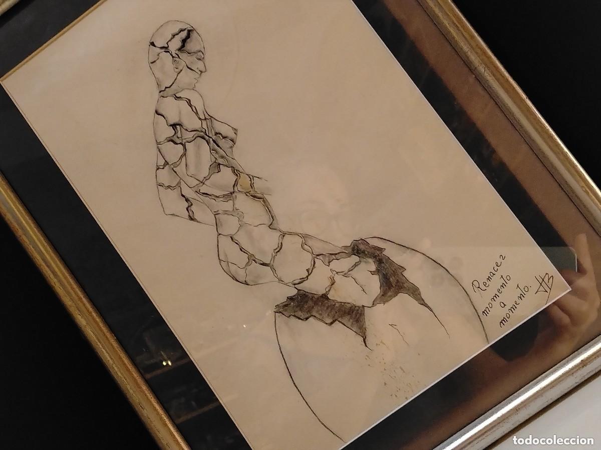 Arte: PRECIOSA OBRA DE ARTE,DIBUJO&rdquo;RENACER MOMENTO A MOMENTO&rdquo; DE TB,ESTILO SURREALISTA TEXTURA FRAGMENTADA