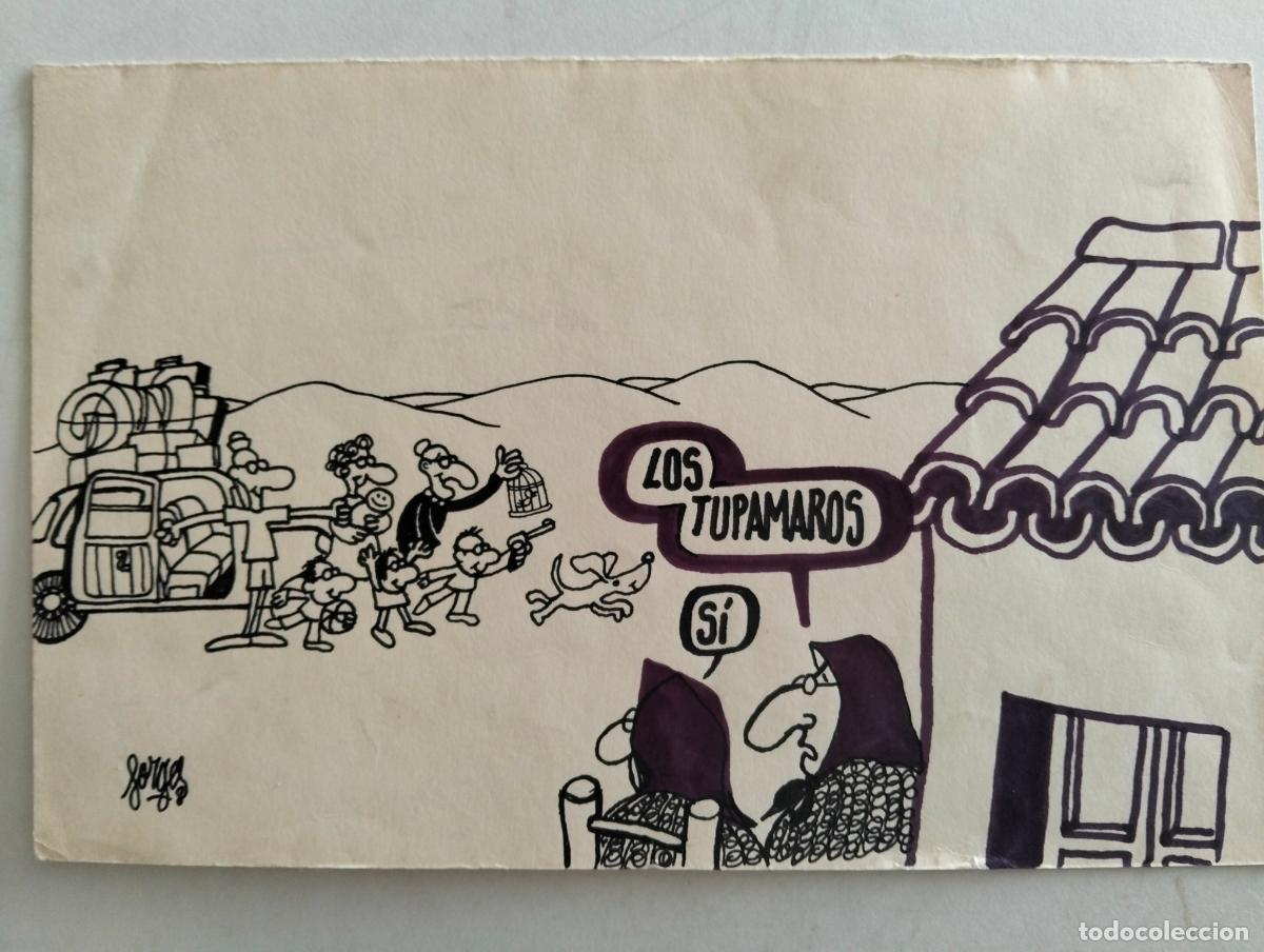 Arte: DIBUJO VI&Ntilde;ETA DE FORGES, LOS TUPAMAROS, ORIGINAL FIRMADO, AGOSTO 1970, MEDIDAS 21,5 X 14 CTM