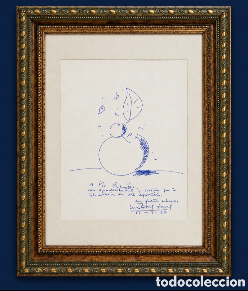 Art: CRISTOBAL TORAL (C&Aacute;DIZ,1940) &rdquo;MANZANA&rdquo; DIBUJO A ROTULADOR (27.5 x 23.03) ,FIRMADO Y DEDICADO 1997
