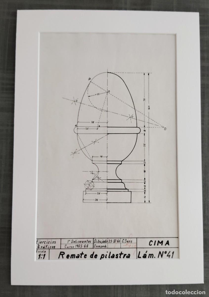 Arte: DIBUJO TECNICO 1966 - REMATE DE PILASTRA -ENVIO INCLUIDO.
