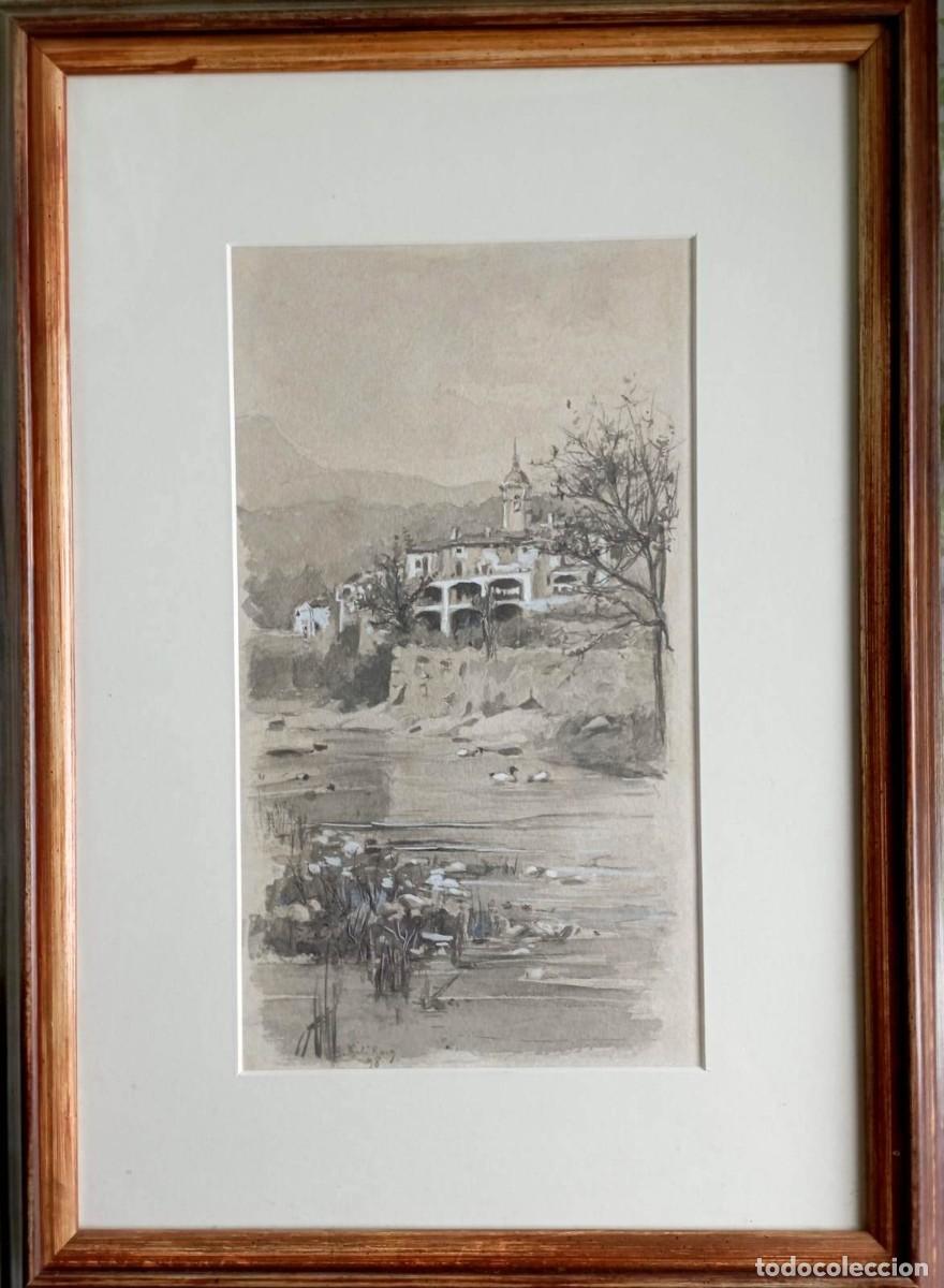 Arte: BALDOMER GILI ROIG (1873-1926). Paisaje. Dibujo al gouache y aguada. 1898