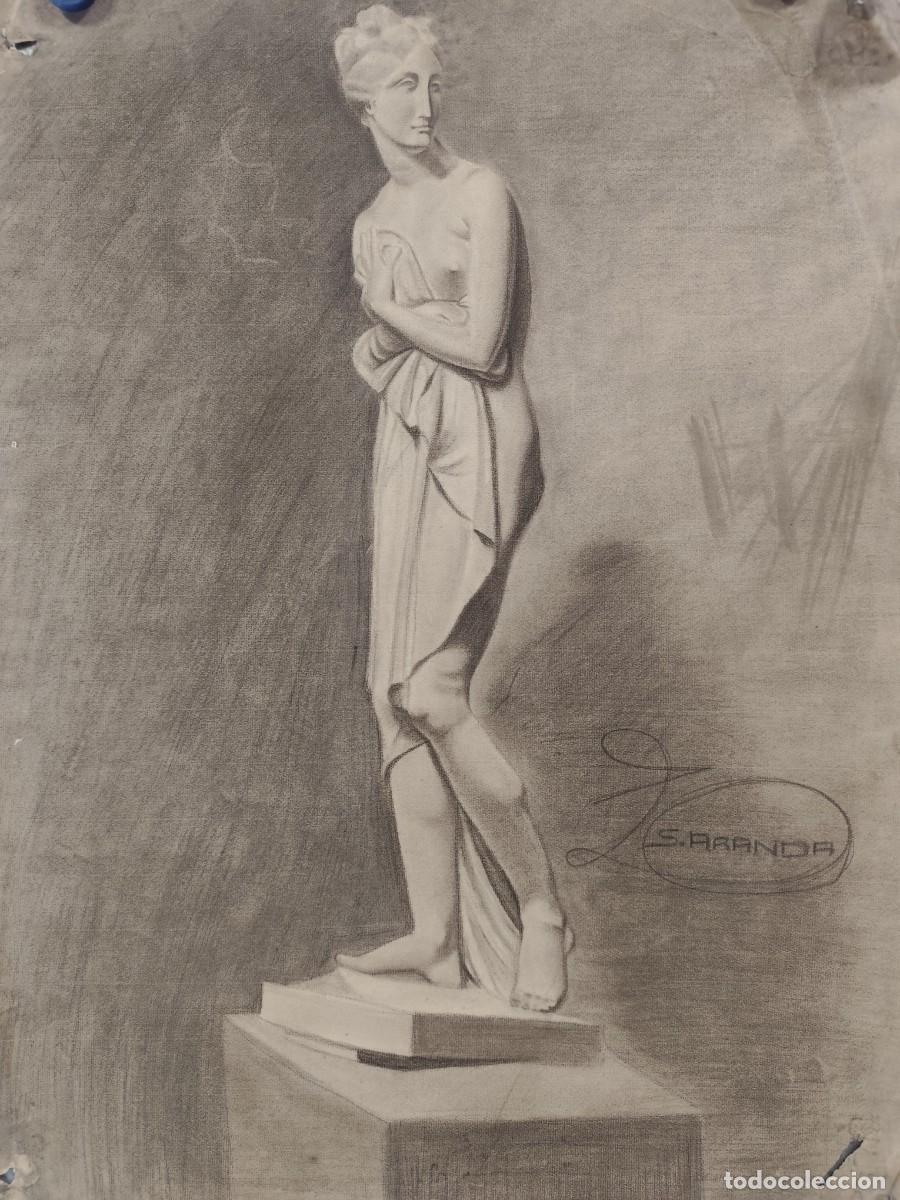 Arte: DIBUJO A CARBON ORIGINAL VENUS ITALICA, ALUMNO BELLAS ARTES, SALVADOR ARANDA, A&Ntilde;O 1919-21
