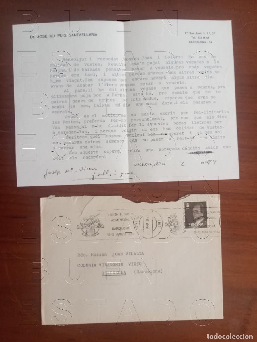 Arte: COLONIA VILADOMIU VIEJO GIRONELLA CARTA DE J M&ordf; PUIG A MOSSEN JOAN VILALTA 1984M36