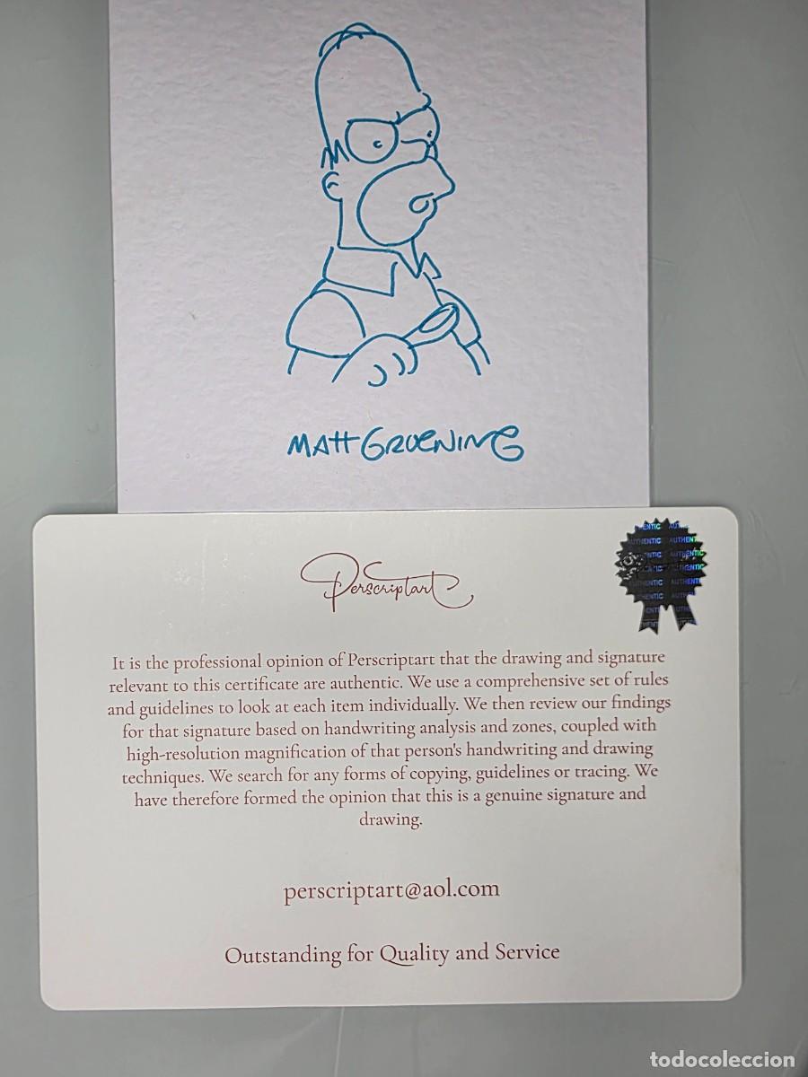 Arte: Matt Groening &ndash; Dibujo original firmado de Homer Simpson con certificado