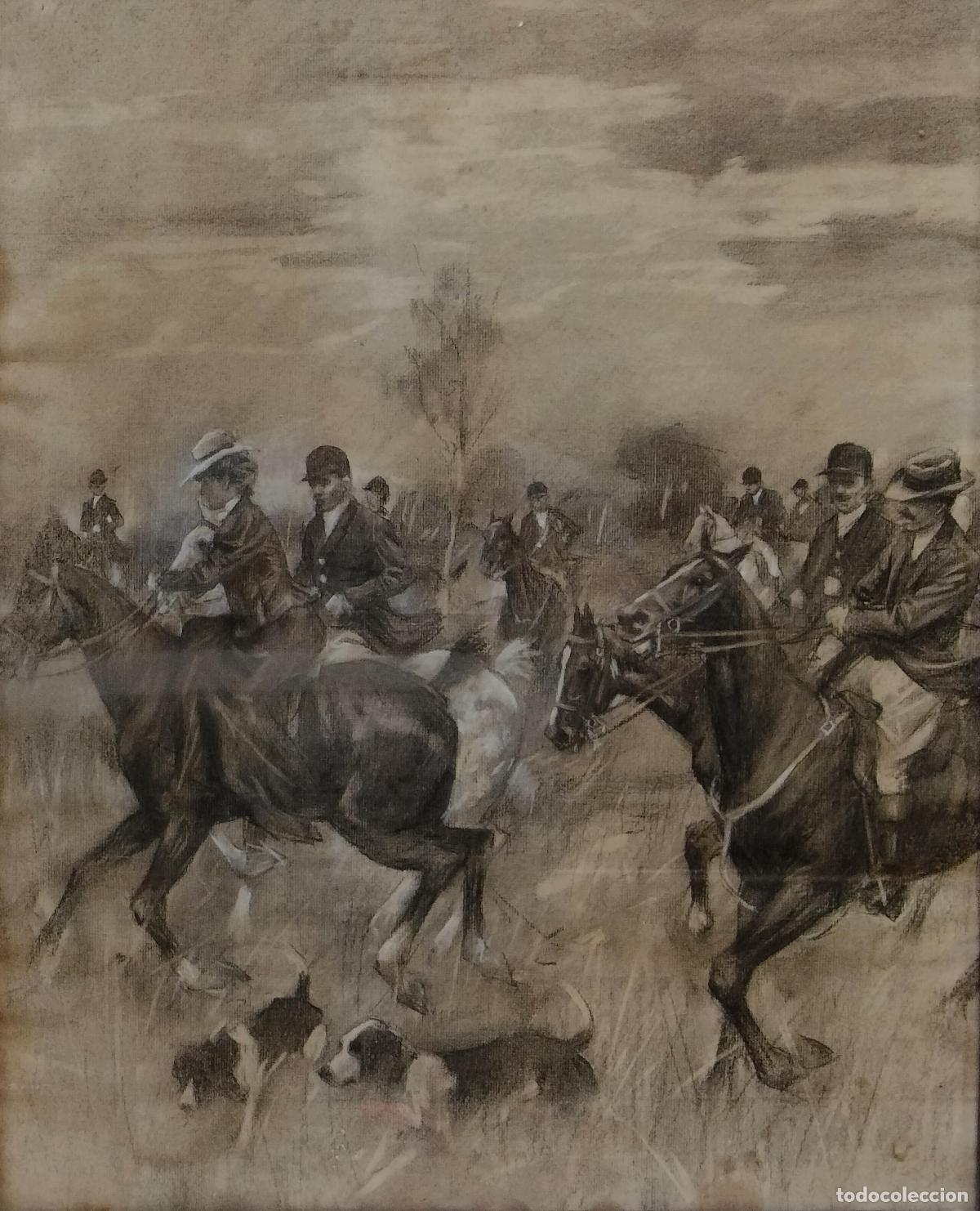 Arte: LA CAZA DEL ZORRO. AN&Oacute;NIMO. DIBUJO AL CARB&Oacute;N SOBRE PAPEL. ESPA&Ntilde;A O INGLATERRA. SIGLOS XIX-XX.