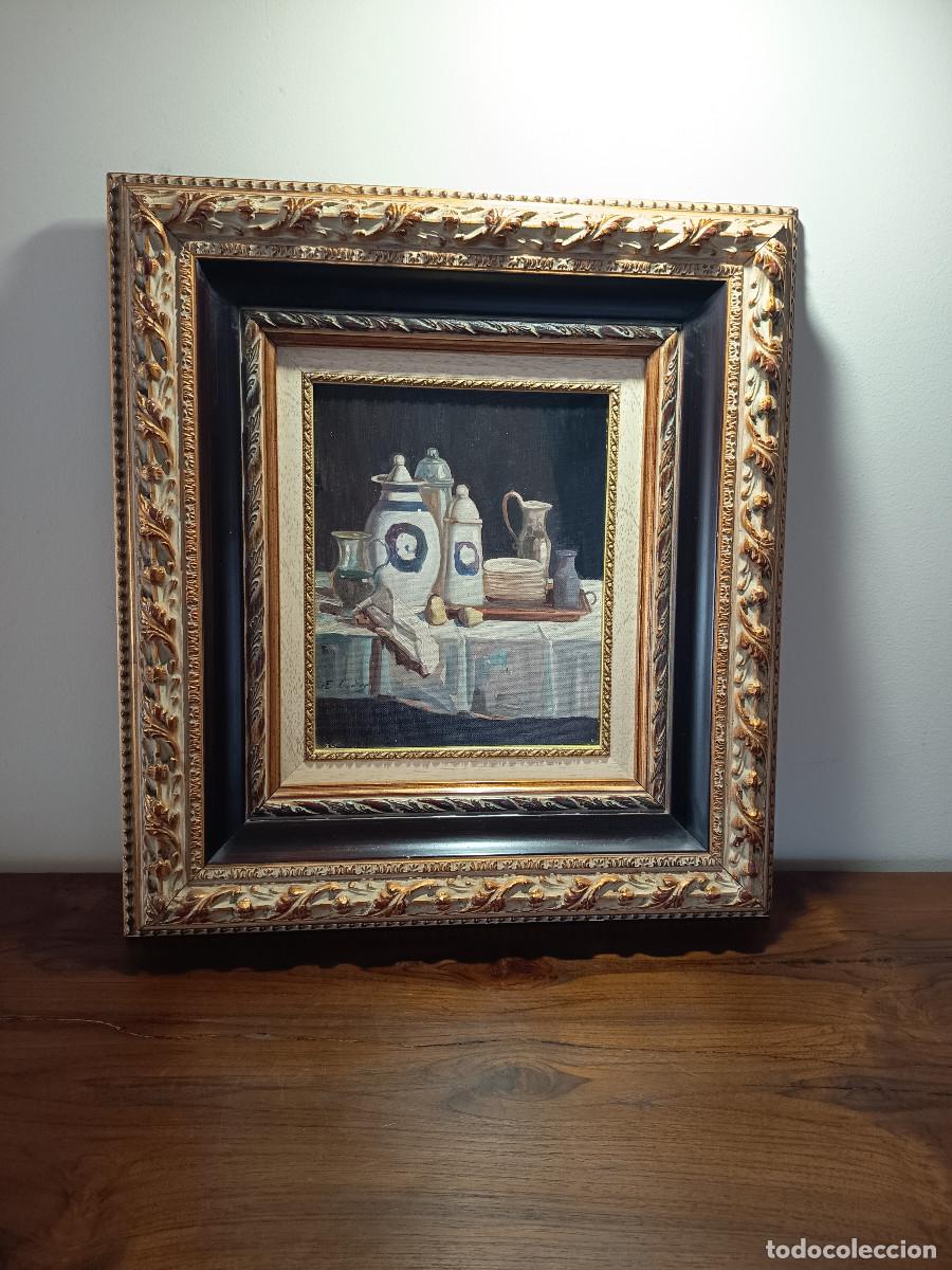Arte: Cuadro al &oacute;leo. Bodeg&oacute;n firmado E. Cort&eacute;s - Foto 2