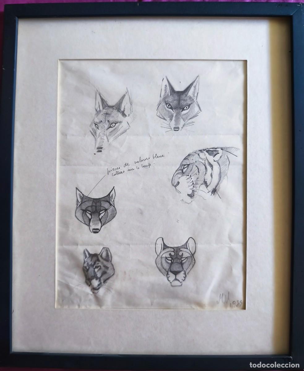Arte: ATRIBUIDO A MATEO HERN&Aacute;NDEZ. APUNTES DE ANIMALES. DIBUJO A L&Aacute;PIZ. FIRMADO.
