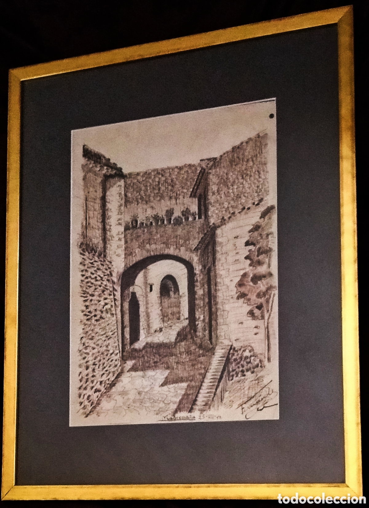 Arte: DIBUJO a TINTA / * PORTAL NORD * IGLESIA SANT ESTEVE. MADREMA&Ntilde;A (Gerona). A&ntilde;o 1944