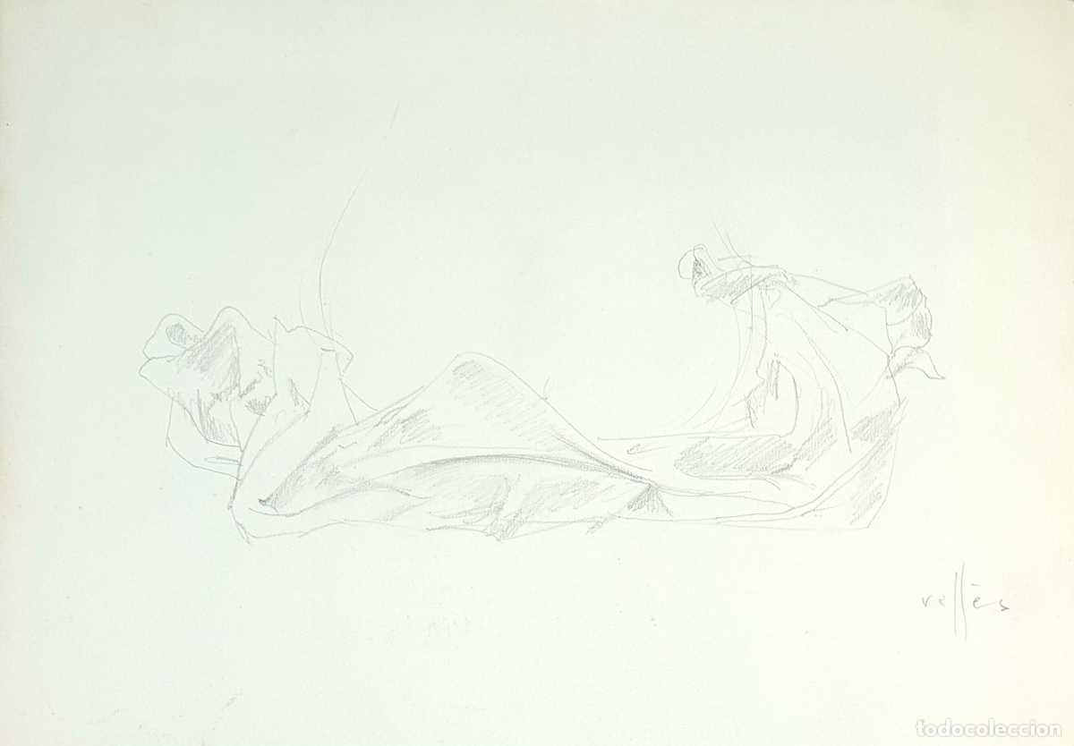Arte: ABSTRACTO. DIBUJO AL GRAFITO SOBRE PAPEL. EVARISTO VALLES ROVIRA. CIRCA 1970.