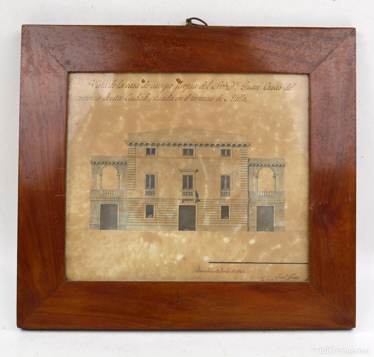 Arte: Can Casas, edificio de Alella, 1834, dibujo original de Francesc Vall&egrave;s para Joan Casas Vilarr&uacute;bias