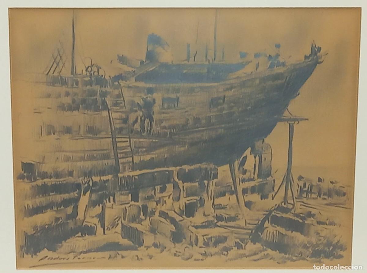 Arte: OBRA , QUE REPRESENTA UN BARCO EN CONSTRUCCION , FIRMADA POR EL ARTISTA ALICANTINO ANDRES FORNER