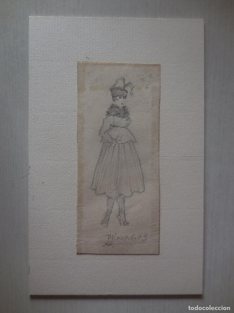 Arte: DIBUJO A LAPIZ. MODELO FEMENINO. A&Ntilde;OS 20. FIRMA PENAGOS
