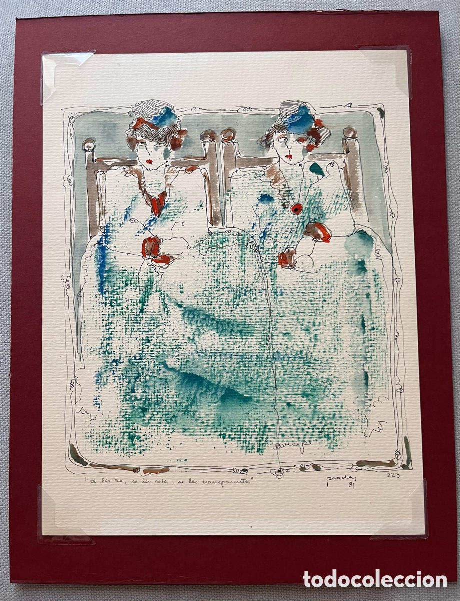 Arte: Dibujo T&eacute;cnica Mixta firmado Pradas o Prada 1981
