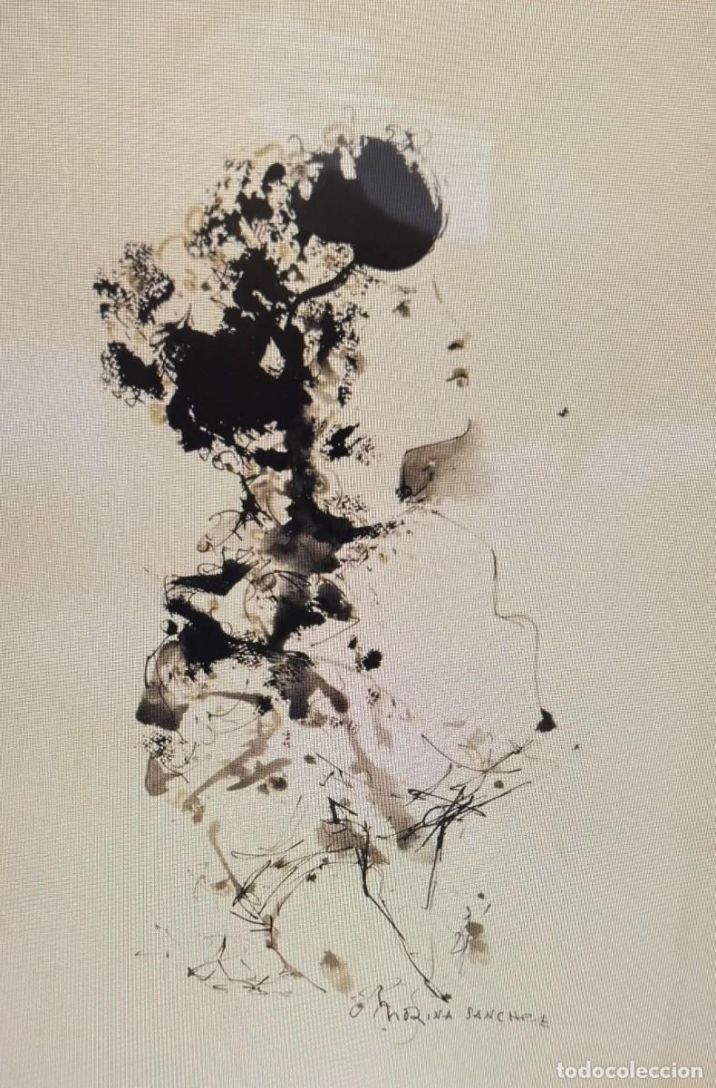Arte: Molina S&aacute;nchez. Figura femenina. Aguada y tinta, firmada Molina S&aacute;nchez. 54 x 40 cm. Enmarcada.