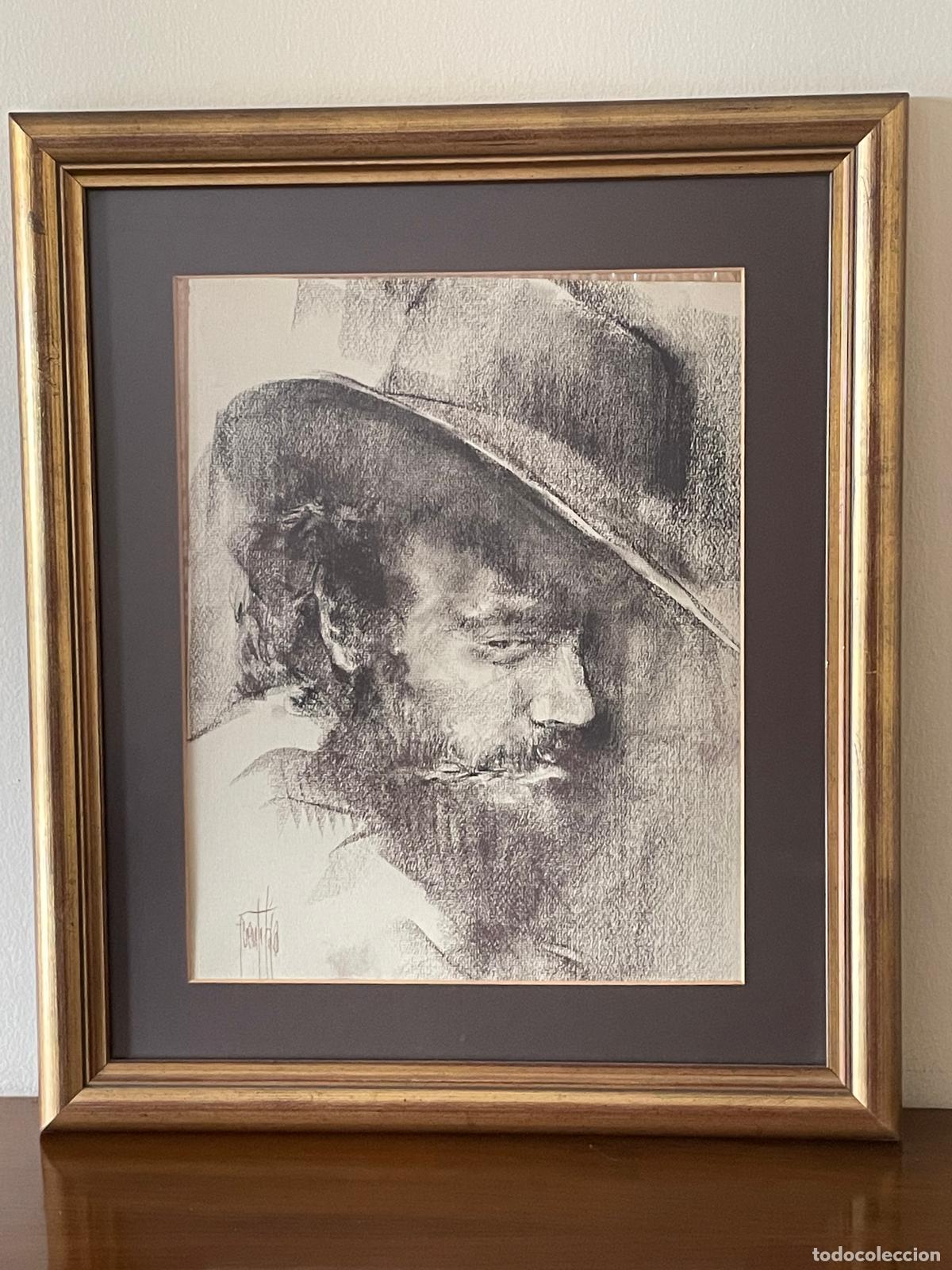 Arte: DIBUJO A CARBONCILLO SE&Ntilde;OR SOBRE PAPEL - FIRMADO FUENTETAJA - A&Ntilde;OS 80