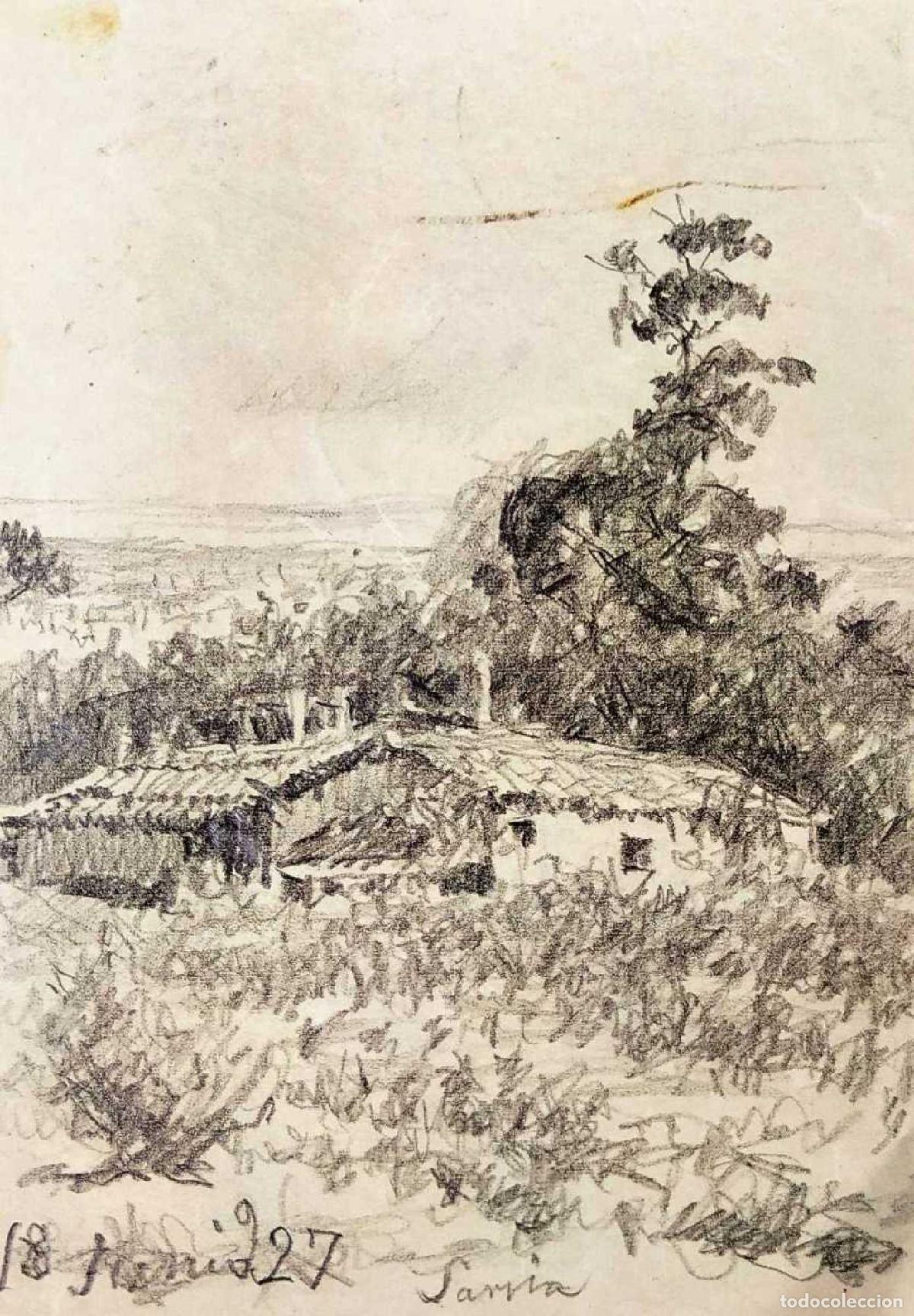 Art: SARRIA. DIBUJO GRAFITO SOBRE PAPEL. JULI&Aacute;N DEL POZO (?). ESPA&Ntilde;A. 1927