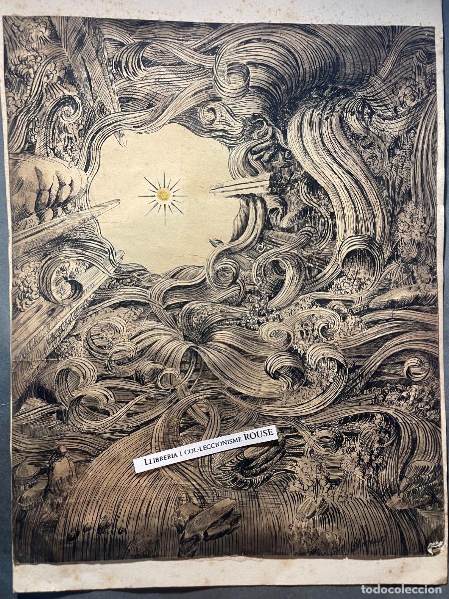 Arte: ANTIGUO DIBUJO SURREALISTA A&Ntilde;OS 50/60 DIBUJO A TINTA FIRMA ILEGIBLE - 30,5X24,5 CM. ESTADO EL QUE