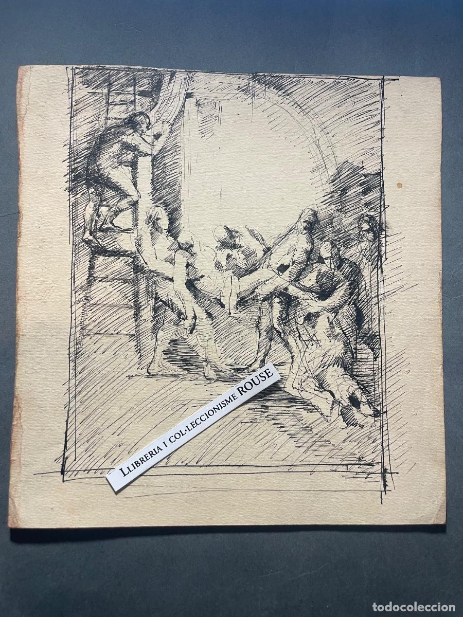 Arte: ANTIGUO DIBUJO APUNTE , DIBUJO A TINTA SOBRE PAPEL TEMA RELIGIOSO DESCENDIMIENTO DE LA CRUZ , PARTE