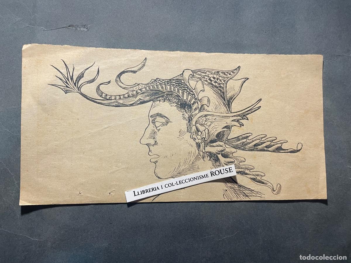 Arte: ANTIGUO DIBUJO APUNTE , DIBUJO A TINTA SOBRE PAPEL, A&Ntilde;OS 40/50 CABEZA PERSONAJE