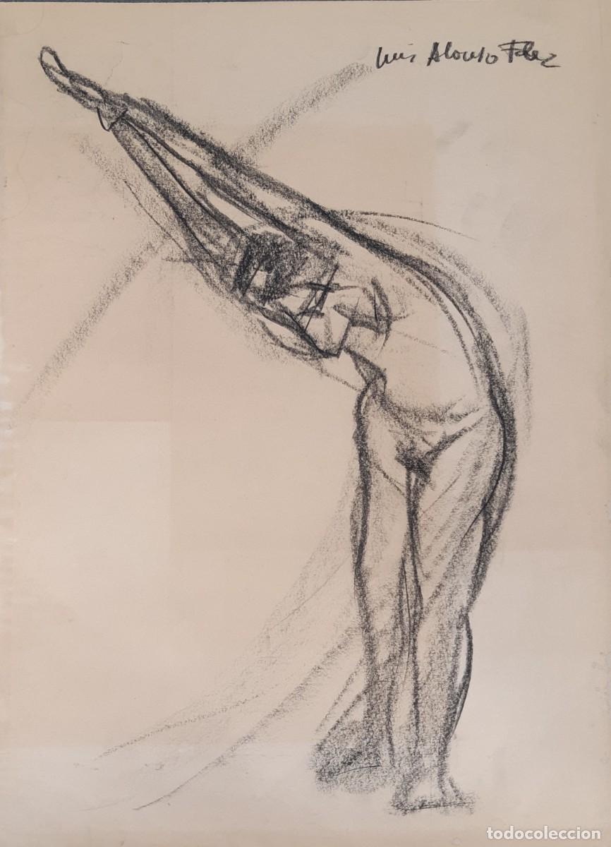 Arte: LUIS ALONSO FERN&Aacute;NDEZ (1944-2016): 'DESNUDO', DIBUJO AL CARBONCILLO SOBRE PAPEL, FIRMADO, CA. 1970