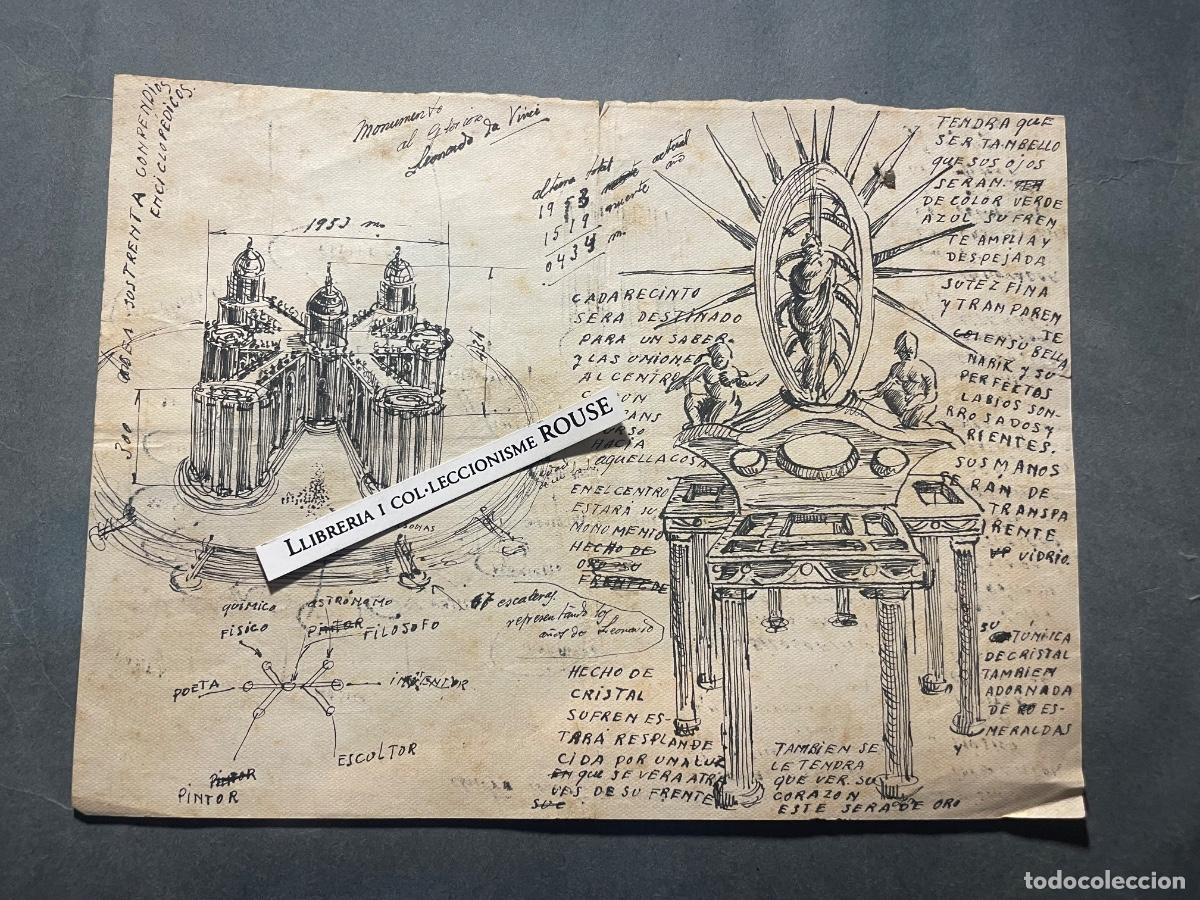 Arte: ANTIGUO DIBUJO APUNTE , DIBUJO A TINTA SOBRE PAPEL, PROLLECTO ARQUITECTONICO MONUMENTO AL GLORIOSO L
