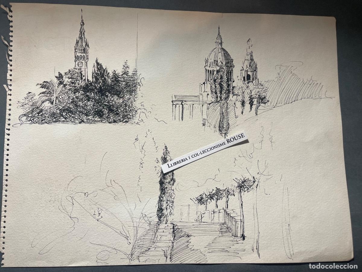 Arte: ANTIGUO DIBUJO APUNTE , DIBUJO A TINTA SOBRE PAPEL PARTE POSTERIOR DIBUJO PINTADO AL PASTEL PERSONA