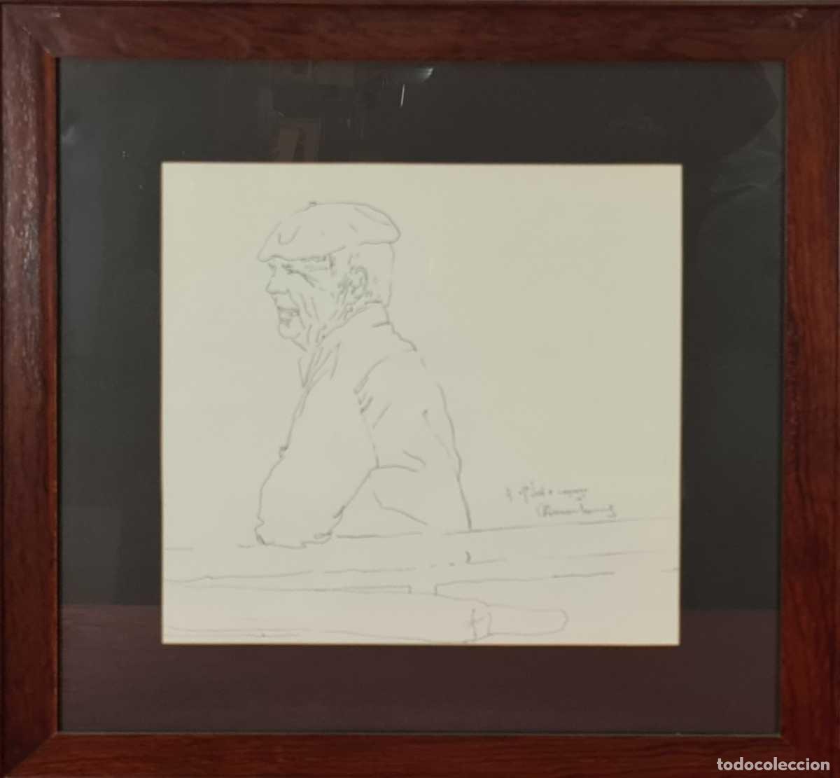 Arte: RETRATO DE ANCIANO. RAM&Oacute;N JES&Uacute;S VIVES. DIBUJO A TINTA SOBRE PAPEL. 1970.