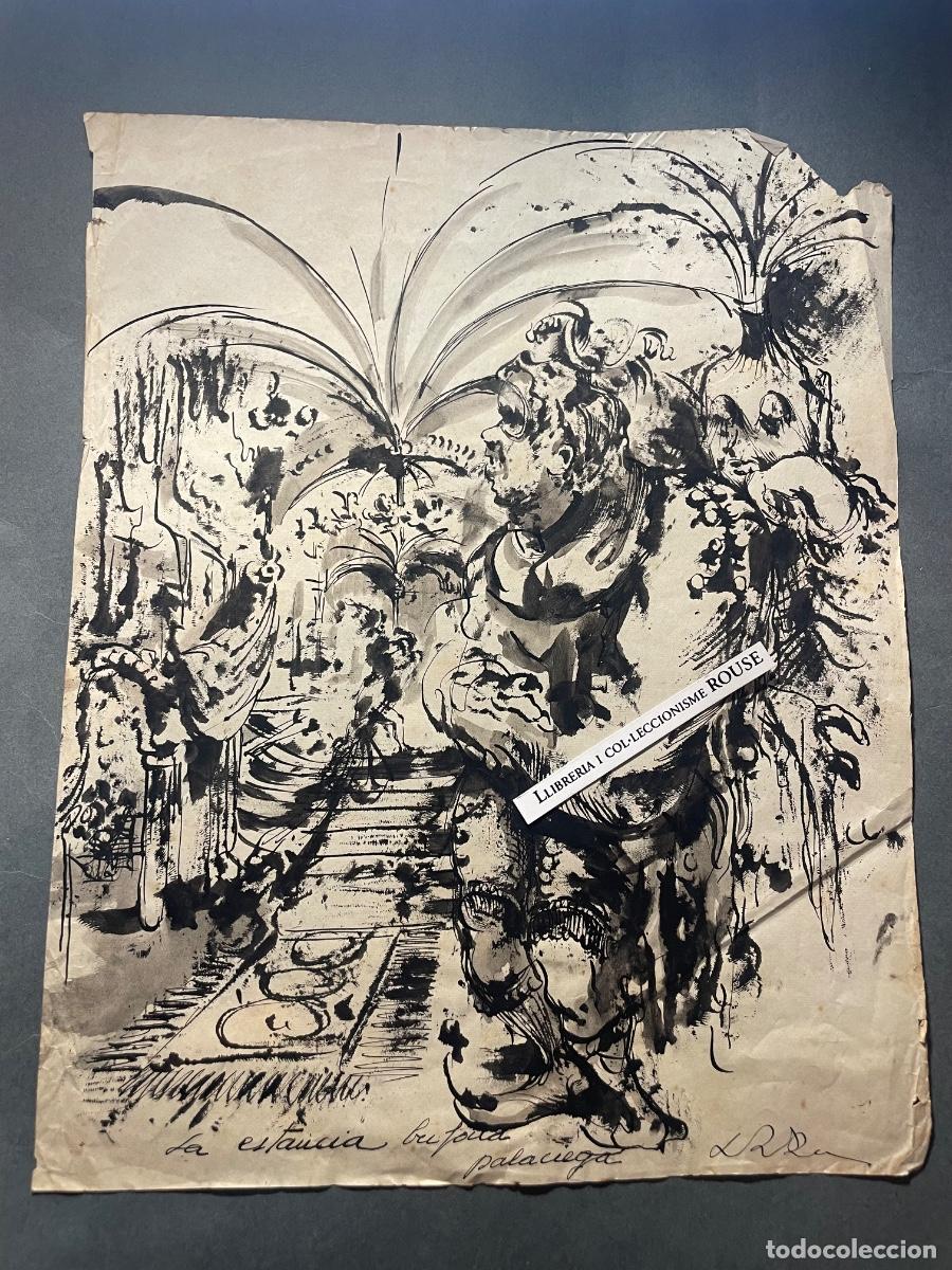 Arte: ANTIGUA DIBUJO A TINTA SOBRE PAPEL A&Ntilde;OS 50/60 - LA ESTANCIA BUFONA PALACIEGA . FIRMA ILEGIBLE