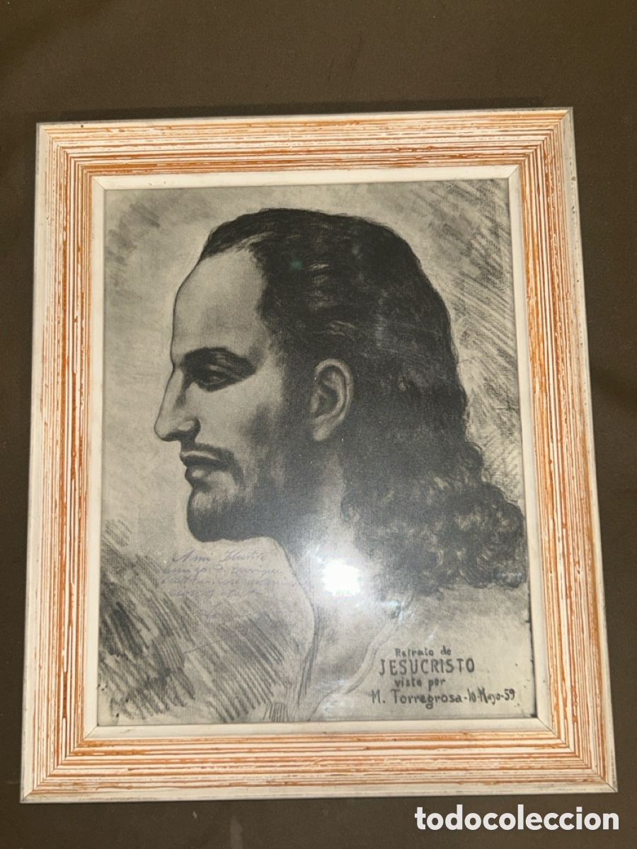 Arte: RETRATO DE JESUCRISTO VISTO POR M. TORREGROSA (1959) &mdash; DIBUJO A CARB&Oacute;N SOBRE PAPEL