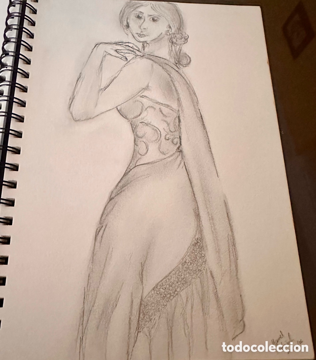 Arte: Dibujo al l&aacute;piz. Gitana. - Foto 2