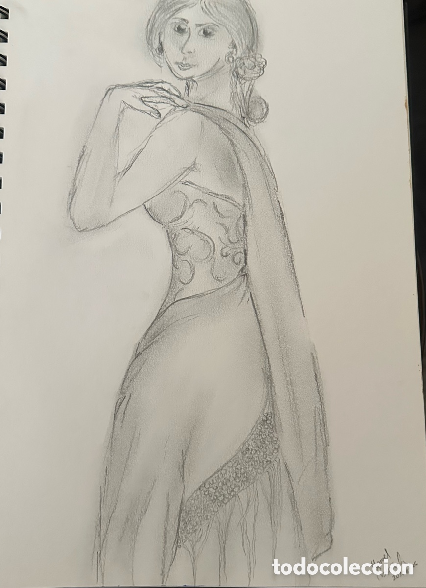 Arte: Dibujo al l&aacute;piz. Gitana. - Foto 3